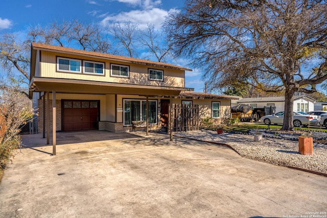 view of front of property with a garage