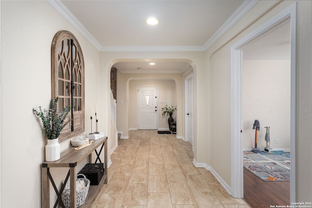 corridor with ornamental molding