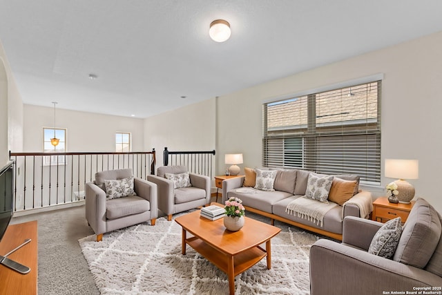 living room with carpet floors