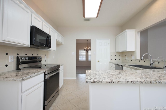 kitchen featuring white cabinetry, appliances with stainless steel finishes, kitchen peninsula, and sink