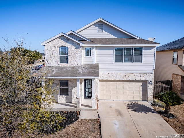 view of front property with a garage