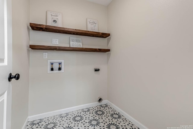 laundry room with electric dryer hookup and hookup for a washing machine