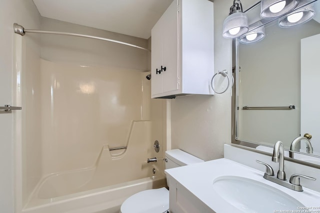 full bathroom featuring vanity, toilet, and bathing tub / shower combination