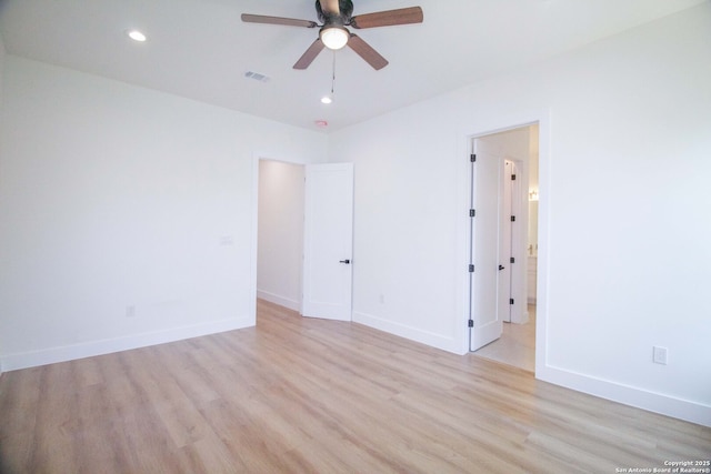 1255 Canyon Lk, Canyon Lake, TX 78133 - spare room with ceiling fan, light wood-type flooring, recessed lighting, and baseboards