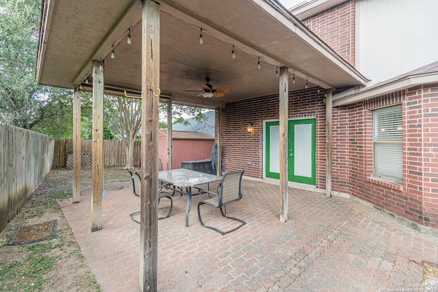 view of patio / terrace with ceiling fan