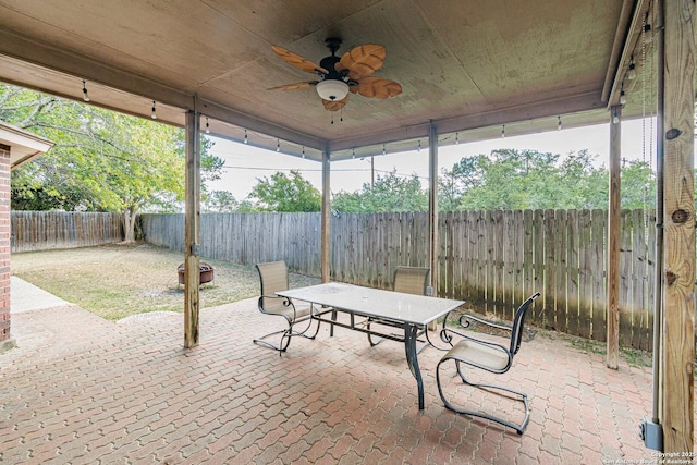 view of patio with ceiling fan