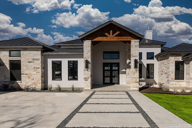 view of front of house with french doors