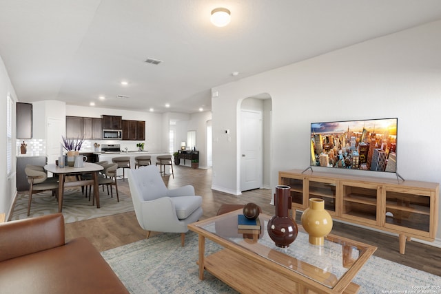 living room featuring light hardwood / wood-style floors