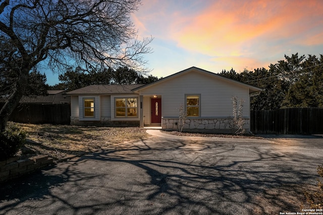 view of single story home