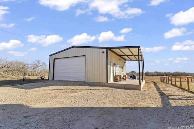 garage with a rural view