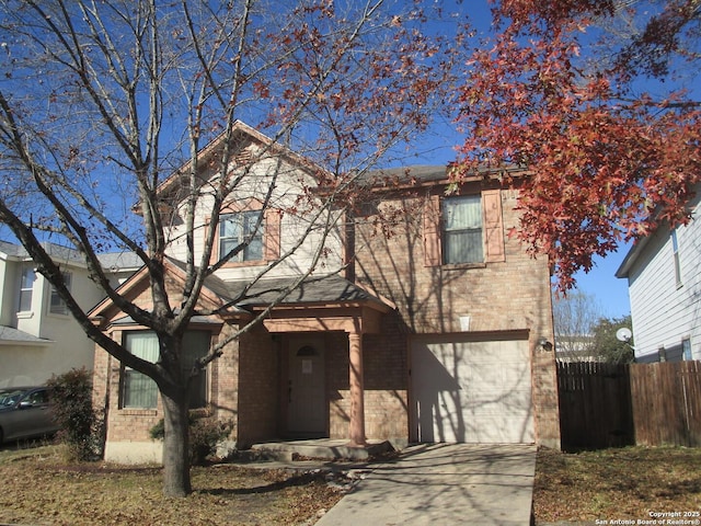 front facade with a garage