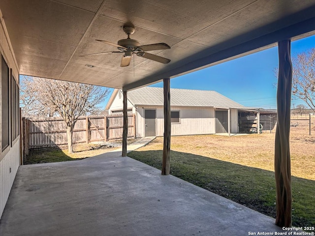 view of patio with ceiling fan