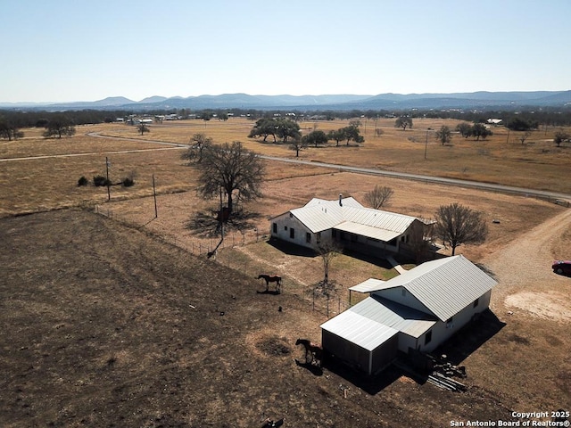 aerial view with a rural view and a mountain view