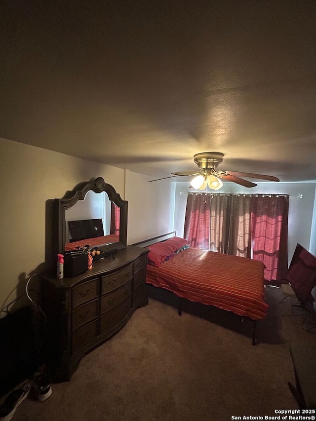 bedroom with carpet and ceiling fan