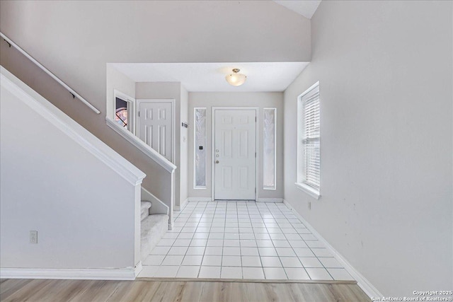 foyer entrance featuring light wood-type flooring