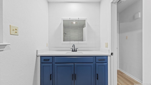 bathroom featuring vanity and wood-type flooring