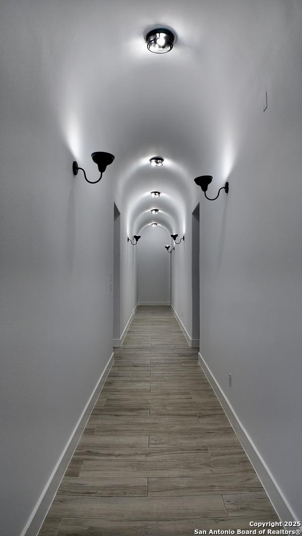 corridor featuring light wood-type flooring