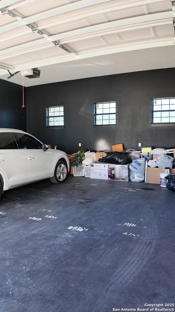 garage with a garage door opener