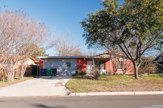 view of single story home