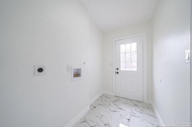 laundry area with washer hookup, hookup for a gas dryer, and electric dryer hookup