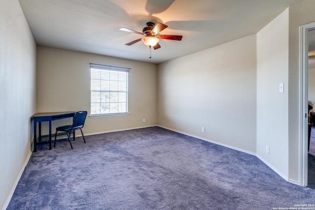 interior space featuring ceiling fan