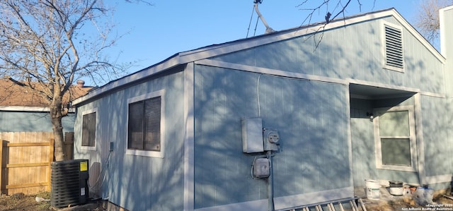 view of property exterior featuring central AC