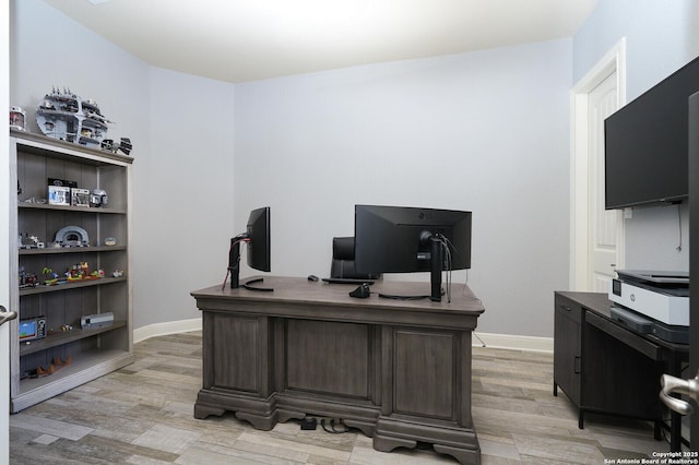 office area featuring light wood-type flooring