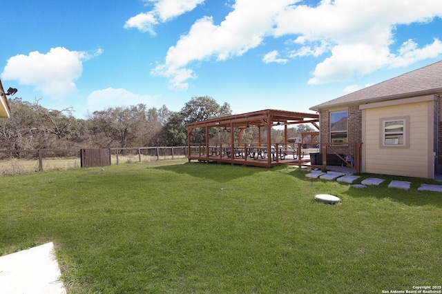 view of yard with a deck