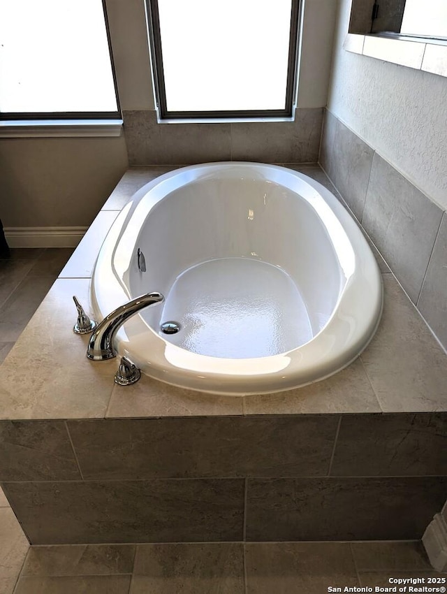 bathroom with a bath and a wealth of natural light