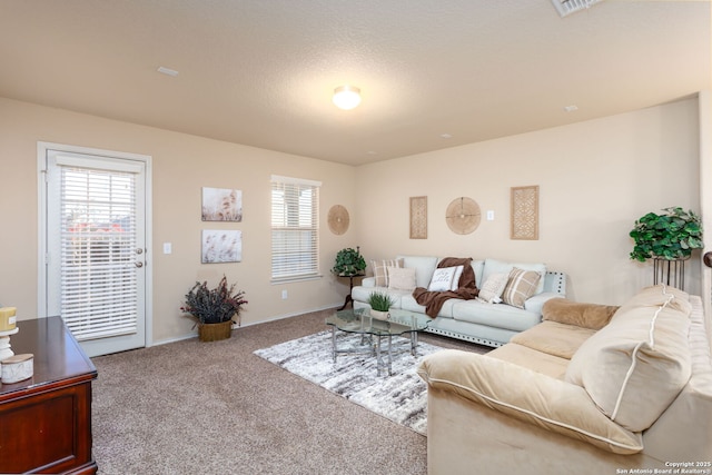 living room with carpet