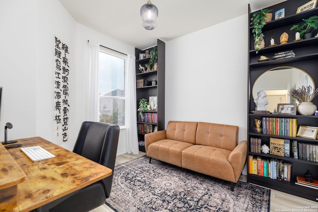 office with light hardwood / wood-style flooring