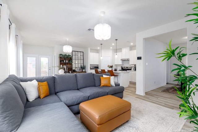 living room featuring light hardwood / wood-style floors