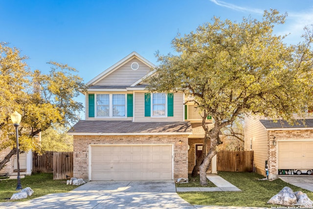 view of front property with a garage