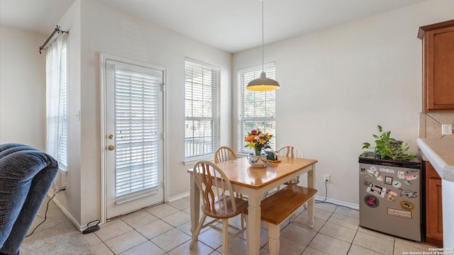 view of tiled dining space