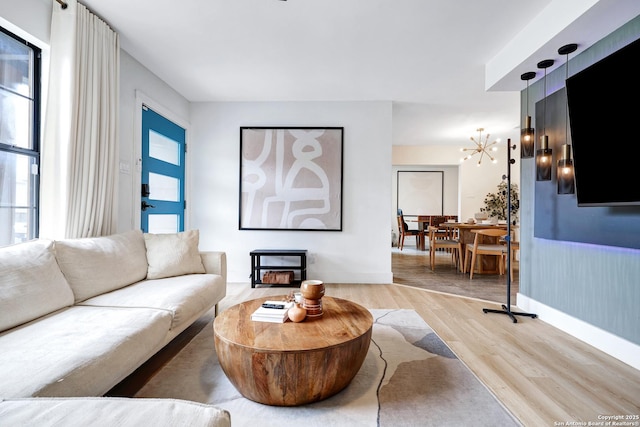 living room featuring light hardwood / wood-style floors