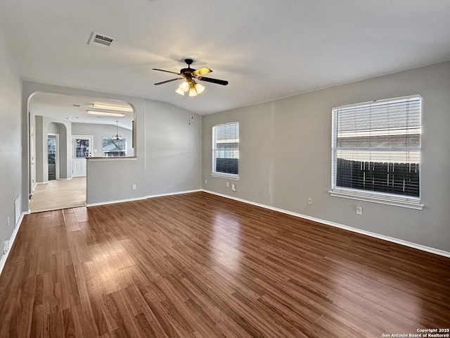 spare room featuring hardwood / wood-style flooring and ceiling fan