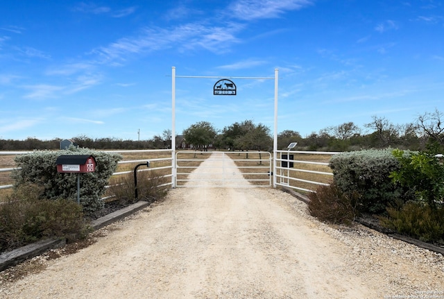 view of road with a rural view