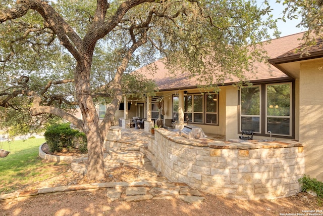 exterior space with a patio and an outdoor kitchen