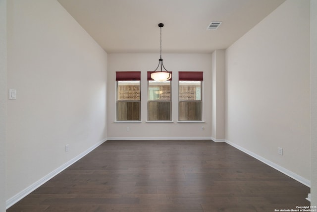 unfurnished dining area with dark hardwood / wood-style floors