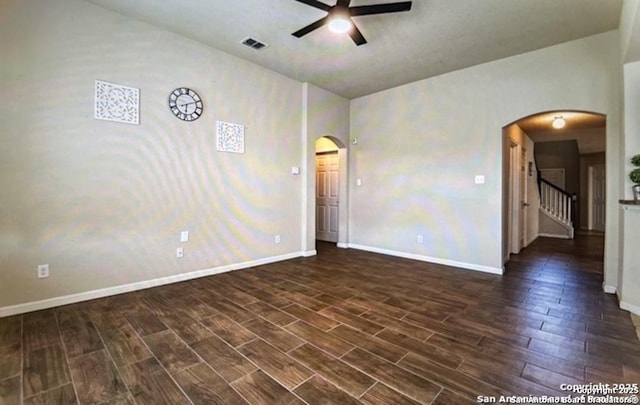 spare room with ceiling fan