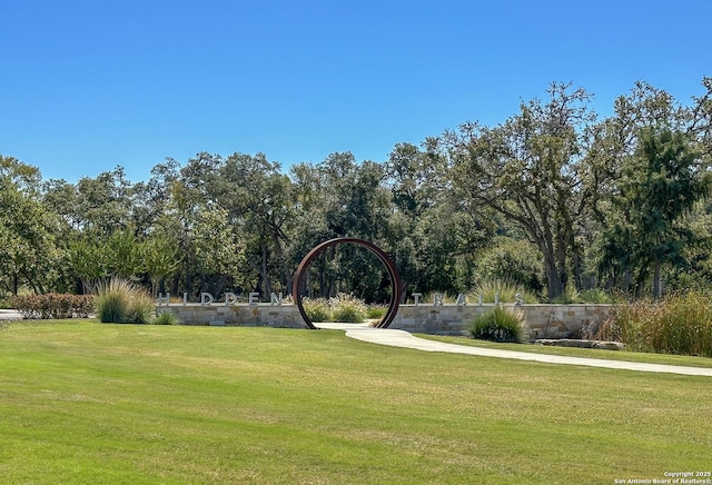 view of property's community featuring a lawn