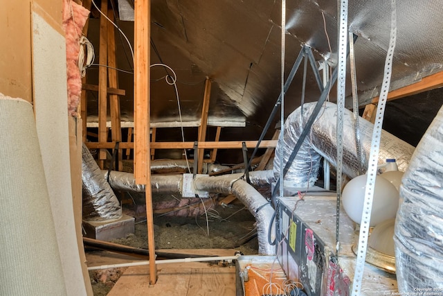 view of unfinished attic