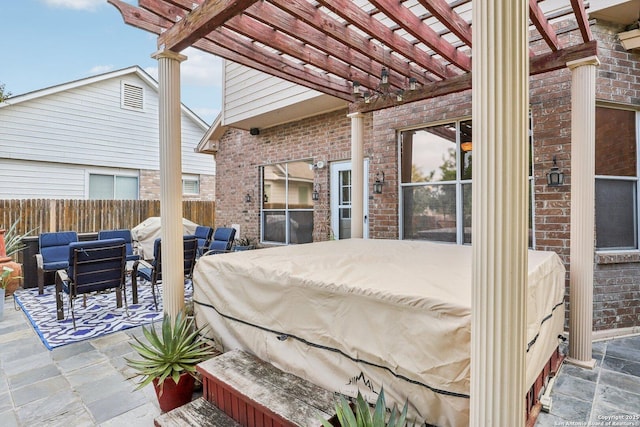 exterior space featuring a pergola