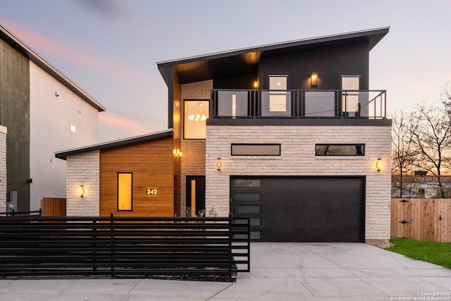 modern home featuring a garage