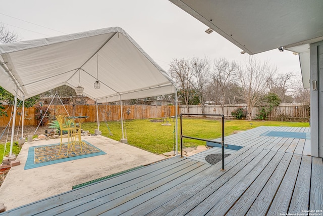 deck featuring a lawn