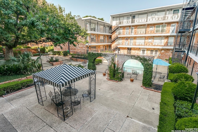 view of patio featuring a gazebo