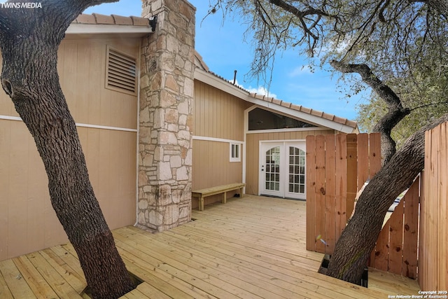 wooden deck with french doors