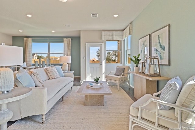 living room featuring light hardwood / wood-style flooring