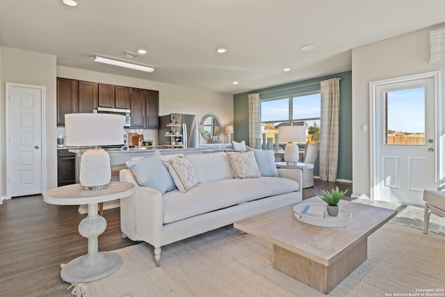 living room featuring light wood-type flooring