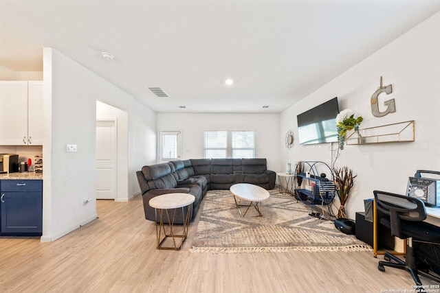 living room featuring light hardwood / wood-style floors